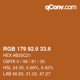 カラーコード: RGB 179 92.6 33.6 | qconv.com