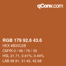 カラーコード: RGB 179 92.6 43.6 | qconv.com