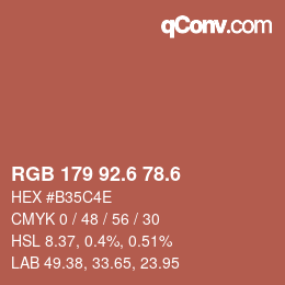 カラーコード: RGB 179 92.6 78.6 | qconv.com
