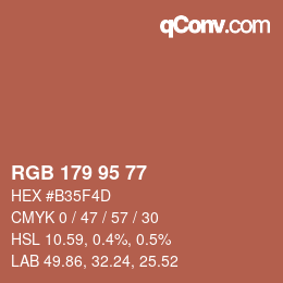 颜色代码: RGB 179 95 77 | qconv.com
