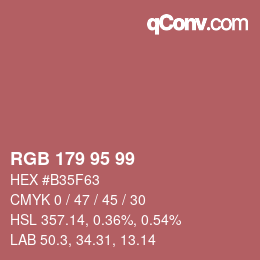 Color code: RGB 179 95 99 | qconv.com