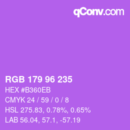 Color code: RGB 179 96 235 | qconv.com