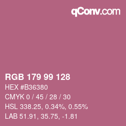 颜色代码: RGB 179 99 128 | qconv.com