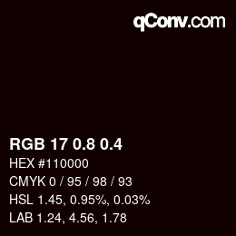 カラーコード: RGB 17 0.8 0.4 | qconv.com