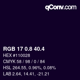 カラーコード: RGB 17 0.8 40.4 | qconv.com