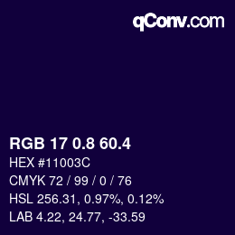 カラーコード: RGB 17 0.8 60.4 | qconv.com