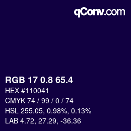 カラーコード: RGB 17 0.8 65.4 | qconv.com