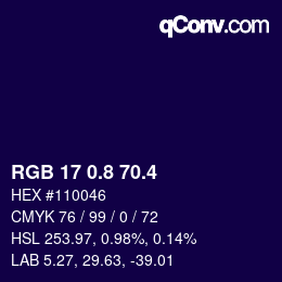カラーコード: RGB 17 0.8 70.4 | qconv.com