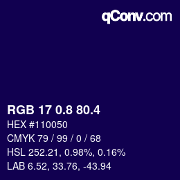 カラーコード: RGB 17 0.8 80.4 | qconv.com