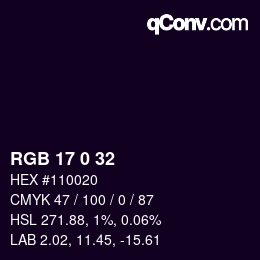 カラーコード: RGB 17 0 32 | qconv.com