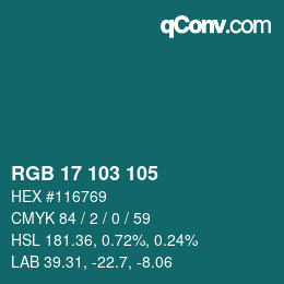 Color code: RGB 17 103 105 | qconv.com