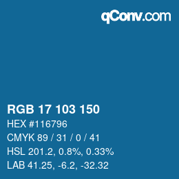 Color code: RGB 17 103 150 | qconv.com