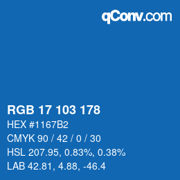 カラーコード: RGB 17 103 178 | qconv.com