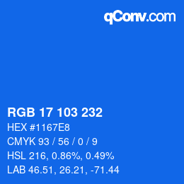 Color code: RGB 17 103 232 | qconv.com