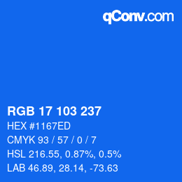 Color code: RGB 17 103 237 | qconv.com