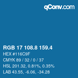 カラーコード: RGB 17 108.8 159.4 | qconv.com