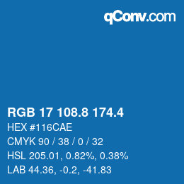 カラーコード: RGB 17 108.8 174.4 | qconv.com