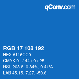 颜色代码: RGB 17 108 192 | qconv.com