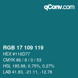 カラーコード: RGB 17 109 119 | qconv.com