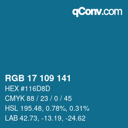 Color code: RGB 17 109 141 | qconv.com
