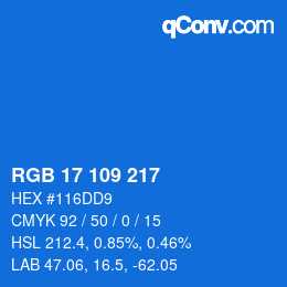 Color code: RGB 17 109 217 | qconv.com