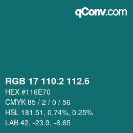 カラーコード: RGB 17 110.2 112.6 | qconv.com
