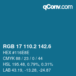 カラーコード: RGB 17 110.2 142.6 | qconv.com