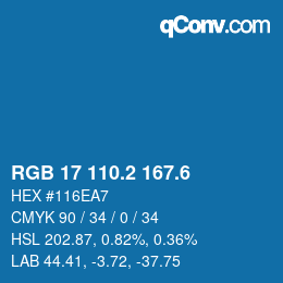 カラーコード: RGB 17 110.2 167.6 | qconv.com