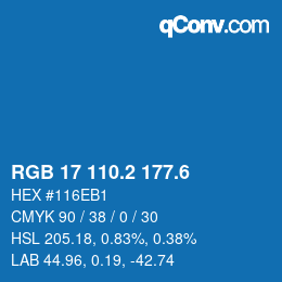 カラーコード: RGB 17 110.2 177.6 | qconv.com