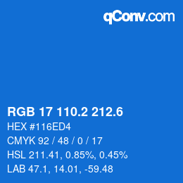 カラーコード: RGB 17 110.2 212.6 | qconv.com