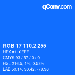 Color code: RGB 17 110.2 255 | qconv.com