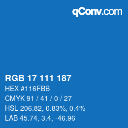 颜色代码: RGB 17 111 187 | qconv.com