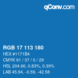 Color code: RGB 17 113 180 | qconv.com