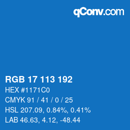颜色代码: RGB 17 113 192 | qconv.com