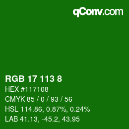 Color code: RGB 17 113 8 | qconv.com