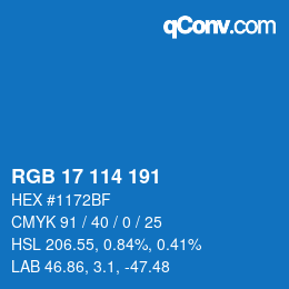 Color code: RGB 17 114 191 | qconv.com