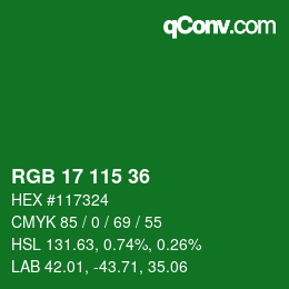 Farbcode: RGB 17 115 36 | qconv.com