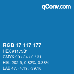 颜色代码: RGB 17 117 177 | qconv.com