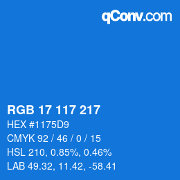Color code: RGB 17 117 217 | qconv.com