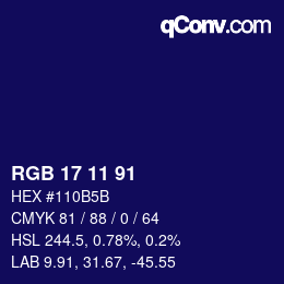 Farbcode: RGB 17 11 91 | qconv.com