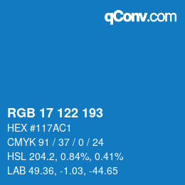 Color code: RGB 17 122 193 | qconv.com