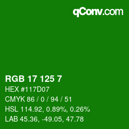 Color code: RGB 17 125 7 | qconv.com