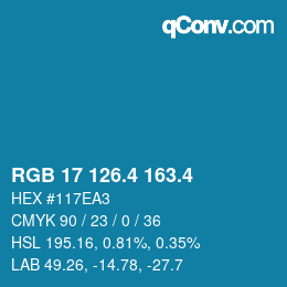 カラーコード: RGB 17 126.4 163.4 | qconv.com