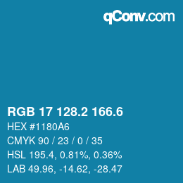 カラーコード: RGB 17 128.2 166.6 | qconv.com