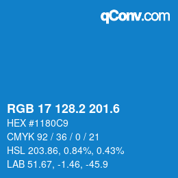 カラーコード: RGB 17 128.2 201.6 | qconv.com