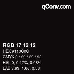 Color code: RGB 17 12 12 | qconv.com