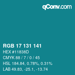 Color code: RGB 17 131 141 | qconv.com
