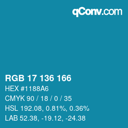 Color code: RGB 17 136 166 | qconv.com