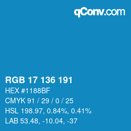 Color code: RGB 17 136 191 | qconv.com
