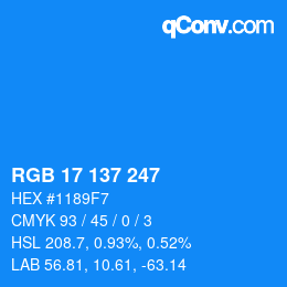 Farbcode: RGB 17 137 247 | qconv.com